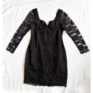 Moda International lace vintage  dress 12 Midi Black